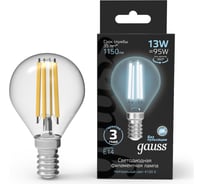 Лампа Gauss Filament Шар 13W 1150lm 4100К Е14 LED 105801213 23563425