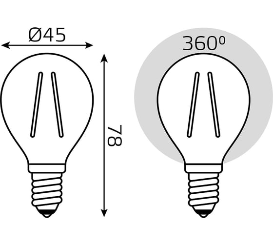 Лампа Gauss Filament Шар 13W 1150lm 4100К Е14 LED 105801213