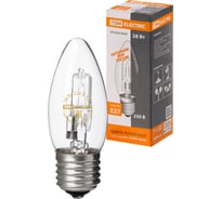 Галогенная лампа TDM ELECTRIC "Свеча" прозрачная, 28 Вт-230 В-Е27 SQ0341-0095