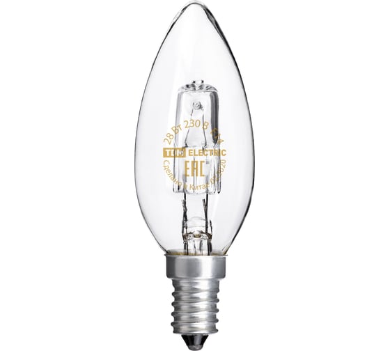 Галогенная лампа TDM ELECTRIC "Свеча" прозрачная, 28 Вт-230 В-Е14 SQ0341-0094