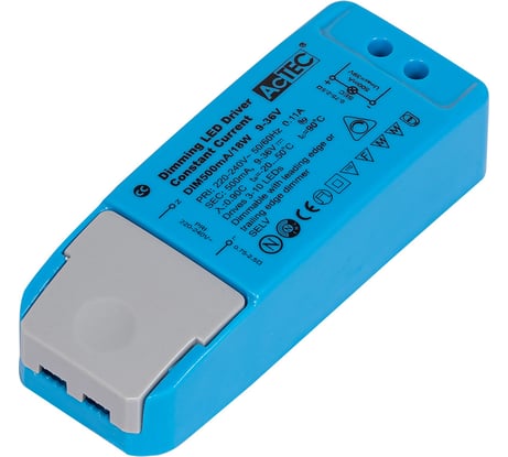 Диммируемый блок питания AcTEC 9-36В, 18Вт, IP20, 0.5A, Triac, 113x44x28мм DIM500mA/18W