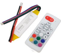 Контроллер MAKSILED RGB 5-24В, 90/180/360Вт, 3 канала х 5А, IP68, пульт, 85x21x8мм ML-CTW-208-S