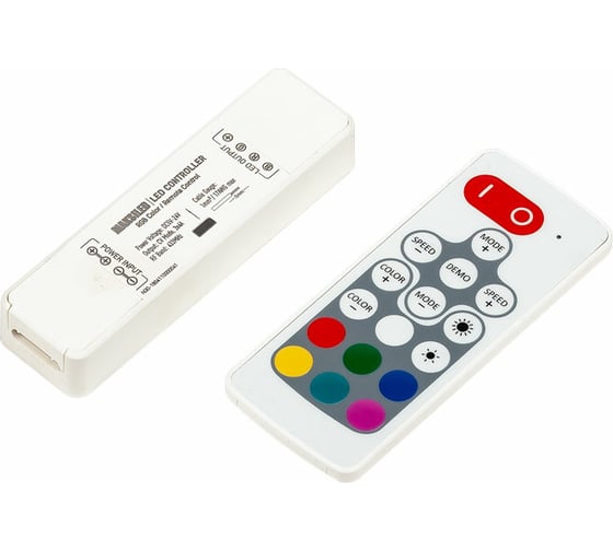 Контроллер MAKSILED RGB 5-24В, 60/144/288Вт, 3 канала х 4А, IP40, пульт, 87x24x15мм ML-CT-N30