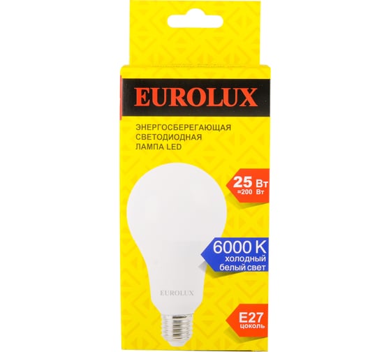 Светодиодная лампа Eurolux LL-E-A80-25W-230-6K-E27 груша, 25Вт, холодный, Е27 76/2/78