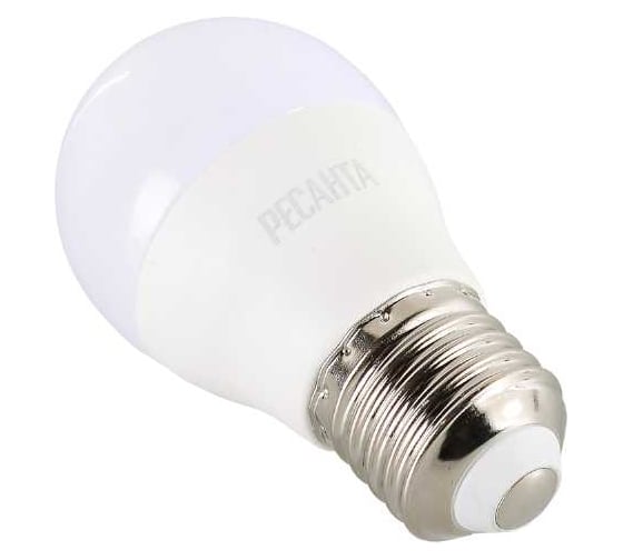Светодиодная лампа Ресанта LL-R-G45-7W-230-4K-E27 шар, 7Вт, нейтральный, Е27 76/1/73