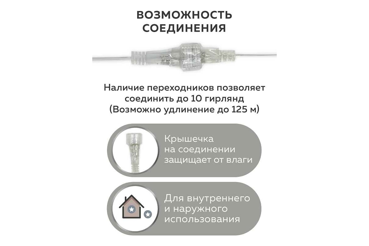 Электрогирлянда B&H Нить 12,5 м, 125 красных светодиодов, включая 25  мигающих (с эффектом Flash) BH0119-R