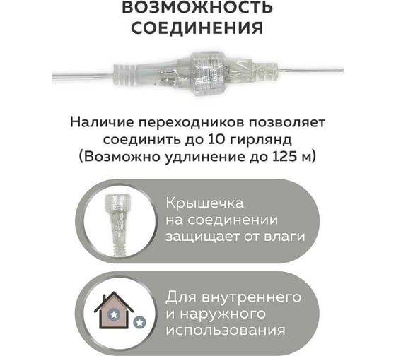 Электрогирлянда B&H Нить 12,5 м, 125 красных светодиодов, включая 25 мигающих (с эффектом Flash) BH0119-R
