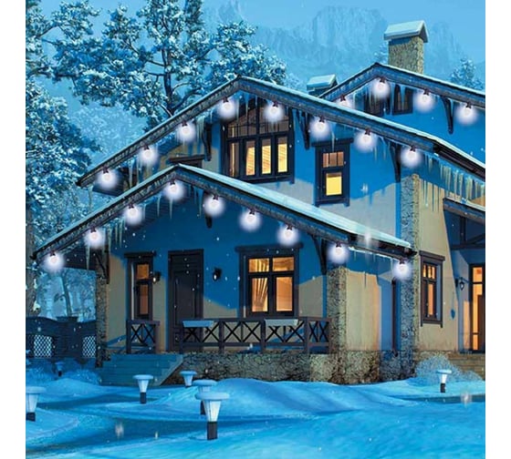 Электрогирлянда GLOS светодиодные лампы, 10 штук, 10x5 холодных белых LED, 5 метров GL-SP9011