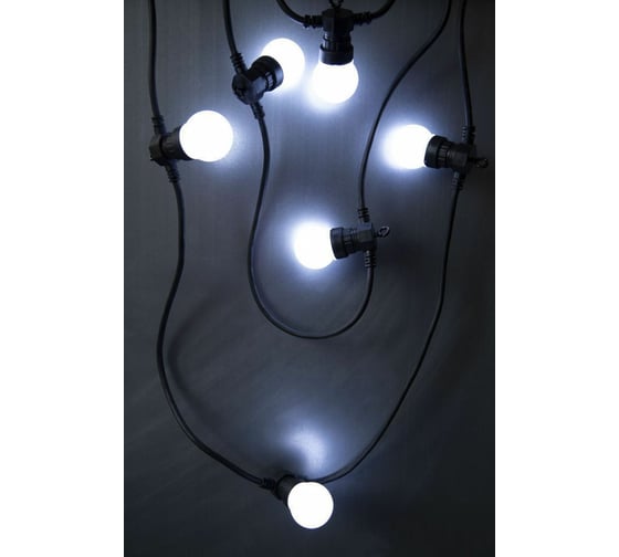 Электрогирлянда GLOS светодиодные лампы, 10 штук, 10x5 холодных белых LED, 5 метров GL-SP9011