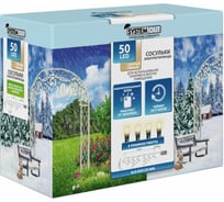 Электрогирлянда GLOS Сосульки, 2,4x0,4 м, 50 теплых белых светодиодов, водонепроницаемый блок питания (с таймером) GLR-SO0125-WW