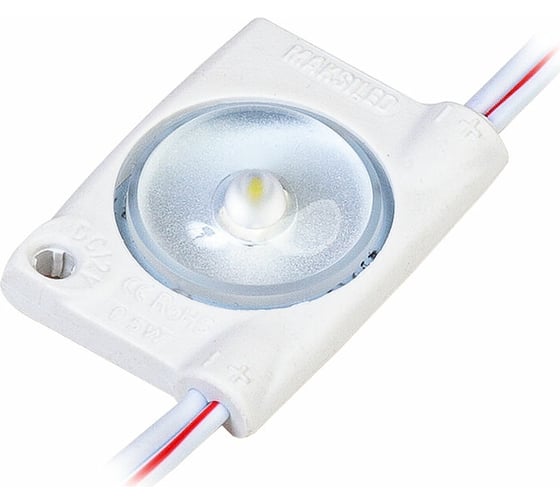 Светодиодный модуль MAKSILED 0.5Вт, 12В, IP65, SMD2835 1LED, 45лм, холодный белый, 20 шт./упаковка ML-M1SN-XL-2835-CW-LP