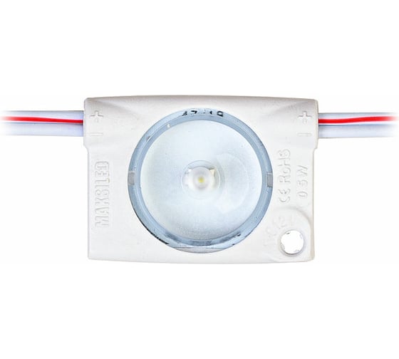Светодиодный модуль MAKSILED 0.5Вт, 12В, IP65, SMD2835 1LED, 45лм, холодный белый, 20 шт./упаковка ML-M1SN-XL-2835-CW-LP