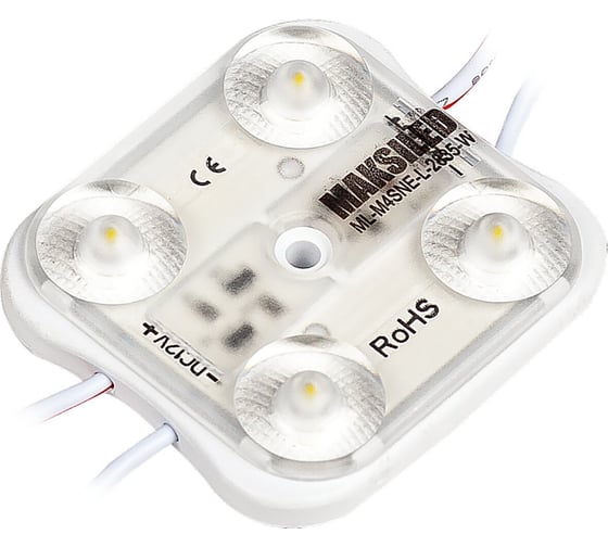 Светодиодный модуль MAKSILED 1.2Вт, 12В, IP67, SMD2835 4LED, 180лм, холодный белый, 20 шт./упаковка ML-M4SNE-L-2835-W