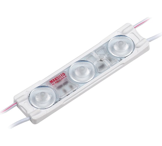 Светодиодный модуль MAKSILED 1.44Вт, 12В, IP67, SMD2835 3LED, 46лм, красный, 30 шт./упаковка ML-M3HL-L-2835-R