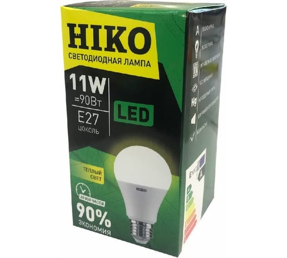 Светодиодная лампа A60 11W 3000K E27 груша HIKO QH09 600150094 1