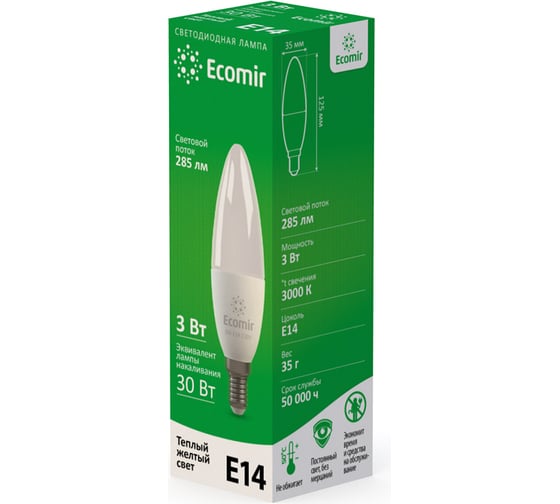 Светодиодная лампа Ecomir 3W E14 220V 42890