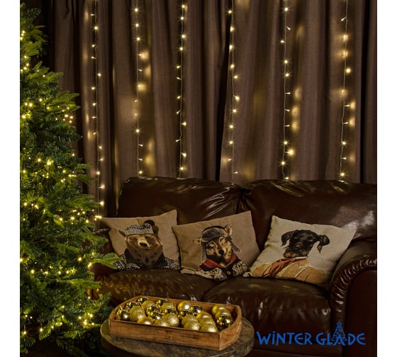 Электрическая гирлянда-занавес Winter Glade 96 ламп теплый белый CB96