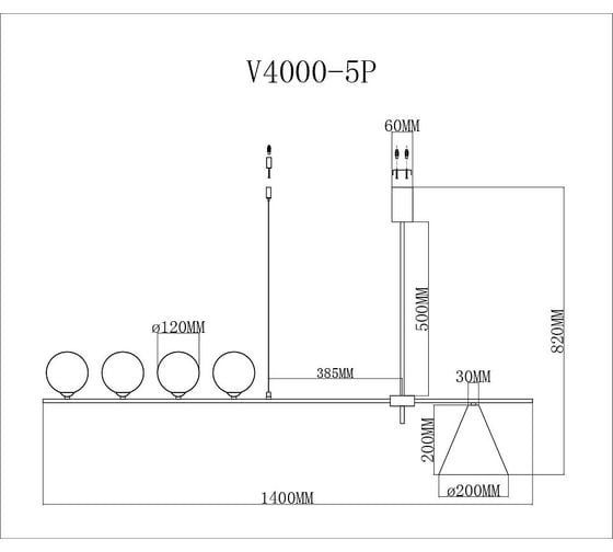 Люстра на штанге Moderli Holly V4000-5P