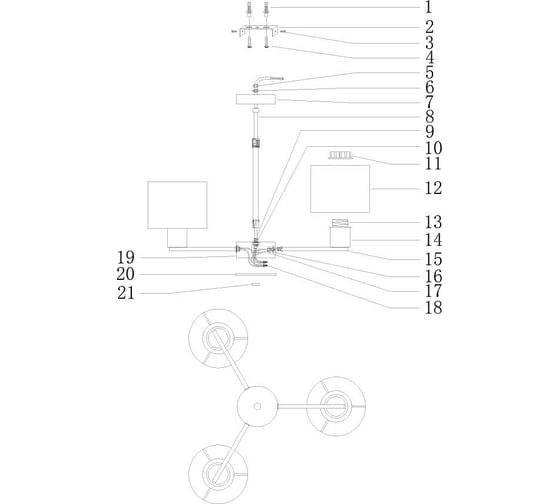Люстра на штанге Moderli Flora V1230-3P