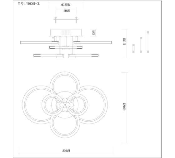 Светодиодная потолочная люстра Moderli Seal V10061-CL