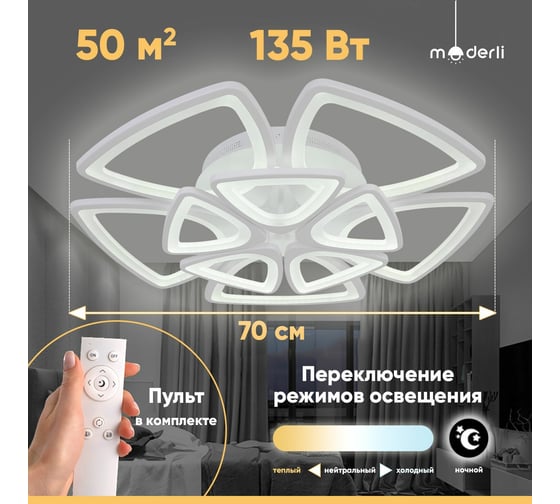 Светодиодная потолочная люстра Moderli Zita V10118-CL