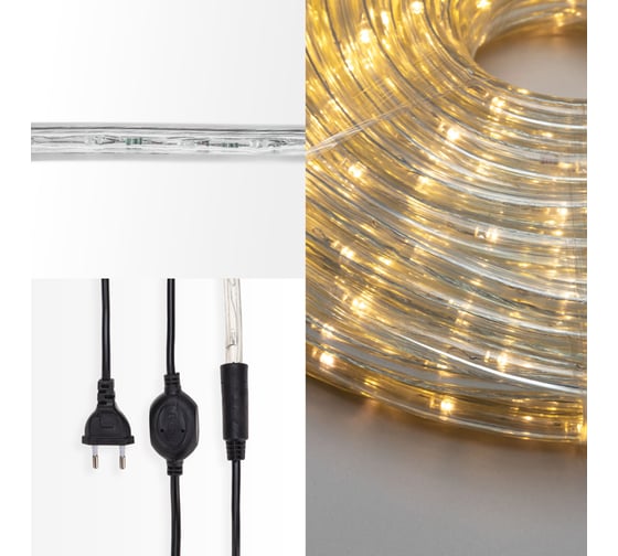 Гирлянда дюралайт Neon-Night led, фиксинг (2w), 24 led/м, теплый белый, 25 м 121-327-14