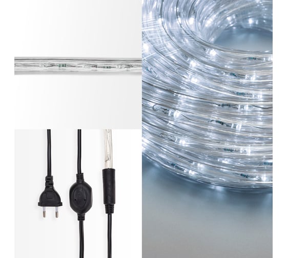 Гирлянда дюралайт Neon-Night LED фиксинг (2W), 24 LED/м, белый, 25 м 121-323-14