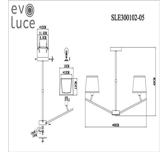Люстра на штанге Evoluce Denice SLE300102-05