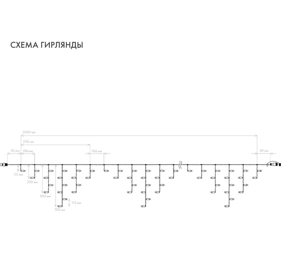 Гирлянда Neon-Night айсикл бахрома светодиодная 5x0,7 м черный каучук, белое свечение 255-315 1
