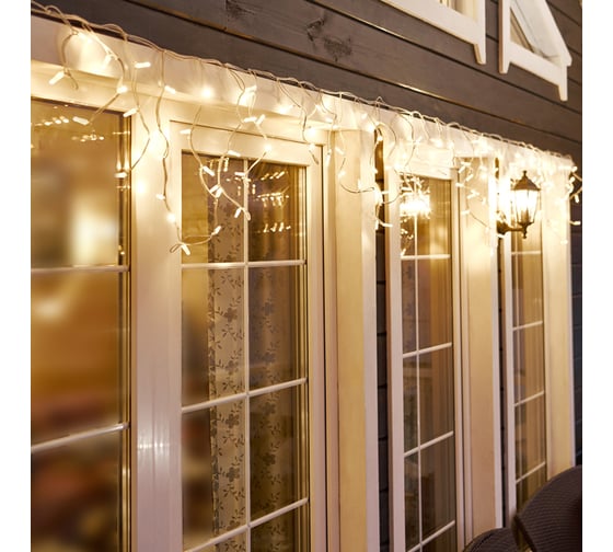 Гирлянда Neon-Night айсикл бахрома светодиодная 5x0,7 м, 152 led, белый каучук, теплый белый 255-376