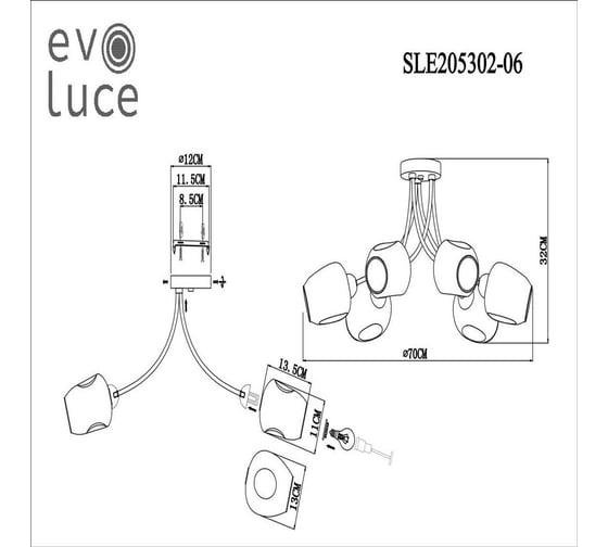 Потолочная люстра Evoluce Besano SLE205302-06