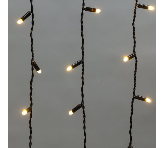 Светодиодная гирлянда бахрома Neon-Night Айсикл 4,8x0,6 м, мерцание, черная, теплый белый 255-176
