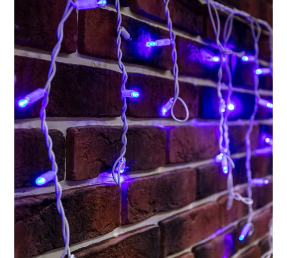 Светодиодная гирлянда бахрома Neon-Night Айсикл 4,0x0,6 м мерцание, белый каучук, диоды синие 255-353