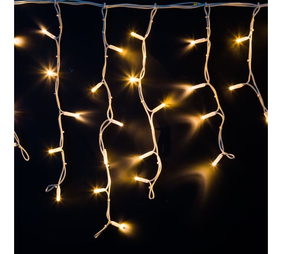 Светодиодная гирлянда бахрома Neon-Night Айсикл 4,0x0,6м мерцание белый каучук, теплый белый 255-356