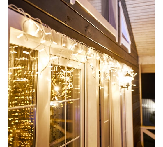 Светодиодная гирлянда бахрома Neon-Night Айсикл 4,0x0,6м мерцание белый каучук, теплый белый 255-356