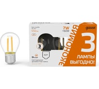 Лампа Gauss Filament шар, 7W, 550lm, 2700К, Е27, LED, (3 шт.) 105902107T