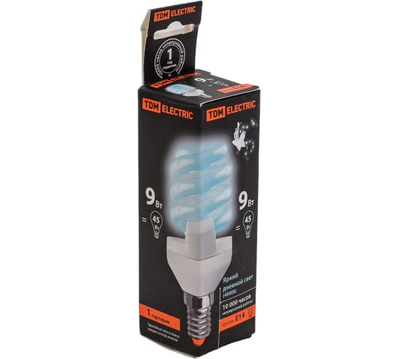 Энергосберегающая лампа TDM ELECTRIC КЛЛ-FSТ2-9 Вт-4000 К–Е14, 32x99 мм SQ0323-0056