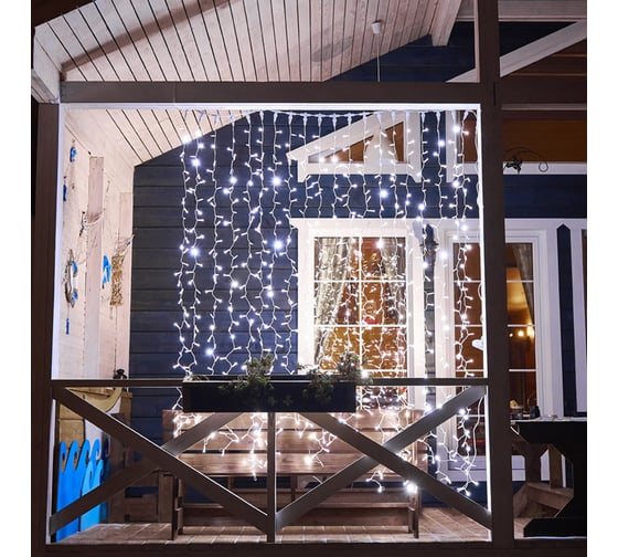 Гирлянда Neon-Night Занавес 2x3 м, 448 LED белый, прозрачный ПВХ, IP65, с эффектом мерцания, без блока питания 235-135-6