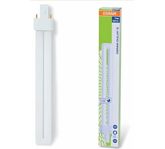 Компактная люминесцентная лампа OSRAM DULUX S неинтегрированная 9W/840 G23 10x1 EN NCE 4050300010588