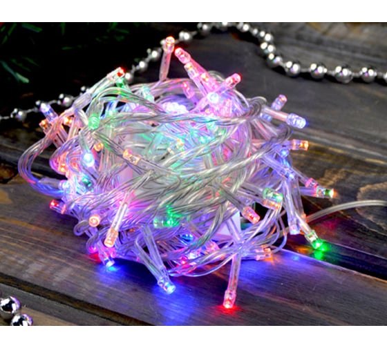 Гирлянда Bikson ТМ нить 100LED, 5м, мульти, 4 режима, прозрачный провод, арт. WWK31116 8\4304