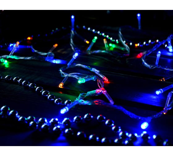 Гирлянда Bikson ТМ нить 100LED, 5м, мульти, 4 режима, прозрачный провод, арт. WWK31116 8\4304