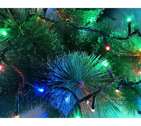 Гирлянда Bikson ТМ нить, 100LED, 4,5м, мульти, 4 режима, зелёный провод, арт. WWK31110 8\4547