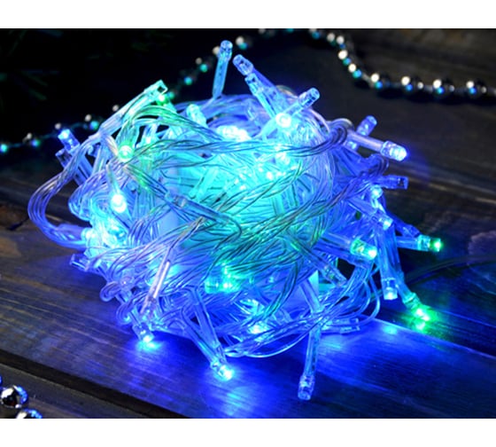 Гирлянда Bikson нить, 100LED, 7,5м, холодный белый, 4 режима, прозрачный провод 8\4307