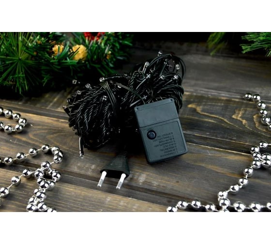 Гирлянда Bikson нить 100LED, 8,5м, мульти, 4 режима, зеленый провод 8\4292
