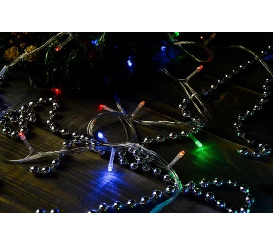 Гирлянда Bikson нить 100LED, 8м, мульти, 4 режима, прозрачный провод 8\4280