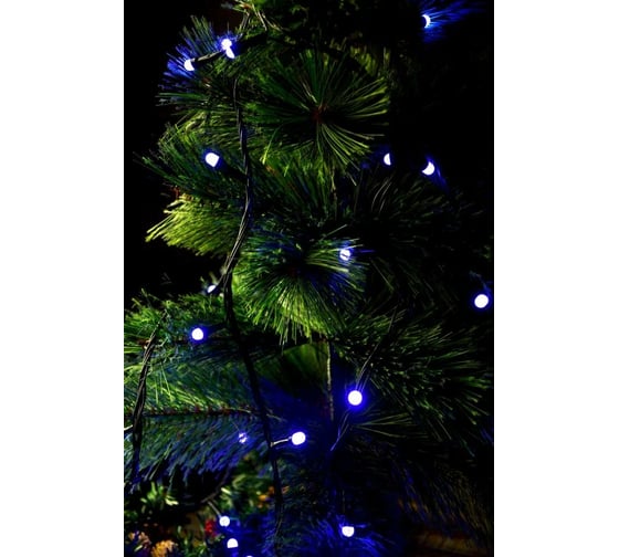 Гирлянда Bikson нить 100LED, 9м, синяя, большие лампы, 4 режима, зеленый провод 8\4320