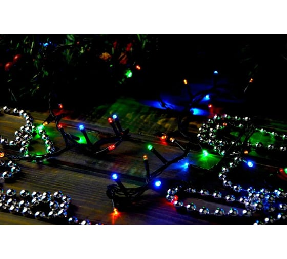 Гирлянда Bikson ТМ нить 140LED, 5,5м, мульти, 4 режима, зеленый провод, арт. WWK31111 8\4284