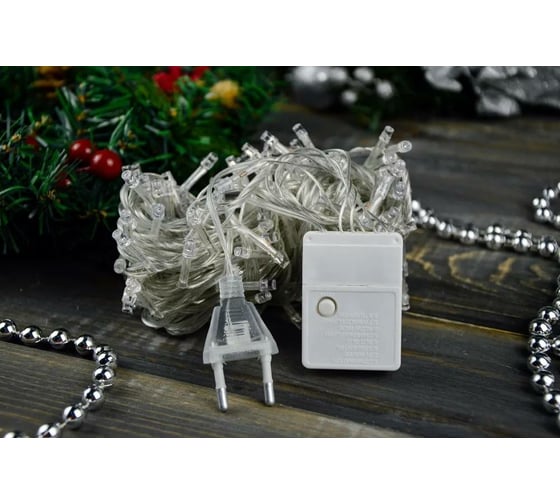 Гирлянда Bikson нить 160LED, 9,5м, мульти, 4 режима, прозрачный провод 8\4309