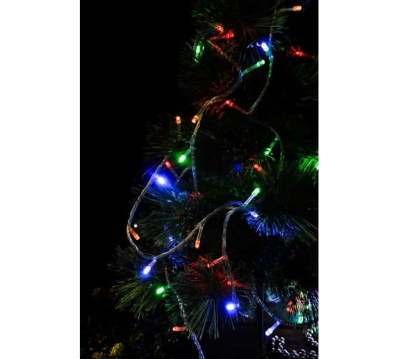 Гирлянда Bikson нить 160LED, 9,5м, мульти, 4 режима, прозрачный провод 8\4309