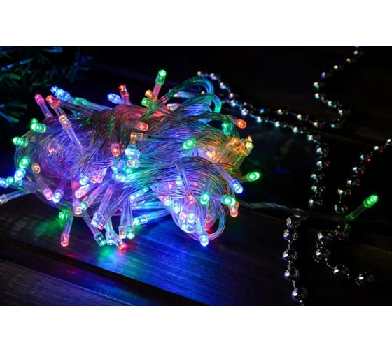 Гирлянда Bikson нить 160LED, 9,5м, мульти, 4 режима, прозрачный провод 8\4309